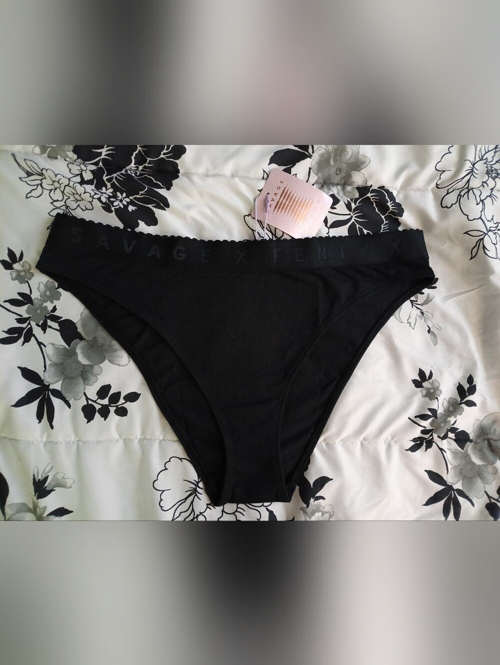 Savage X Fenty Women's Black Cotton Brief Panty with Branded Waistband Size XL